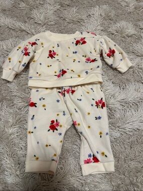 Cat & Jack Cream Floral Baby Set with Red, Pink, Yellow and Blue Flowers